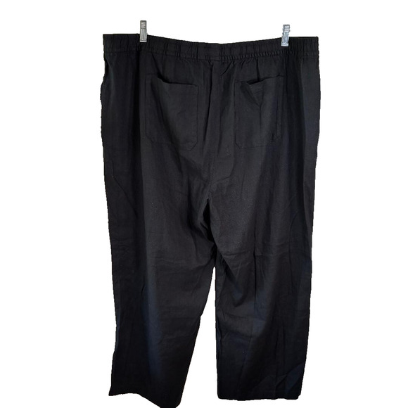 Old Navy Womens High Rise Wide Leg Pants Sz XXL Black Linen Blend Comfort NWT - Picture 2 of 11